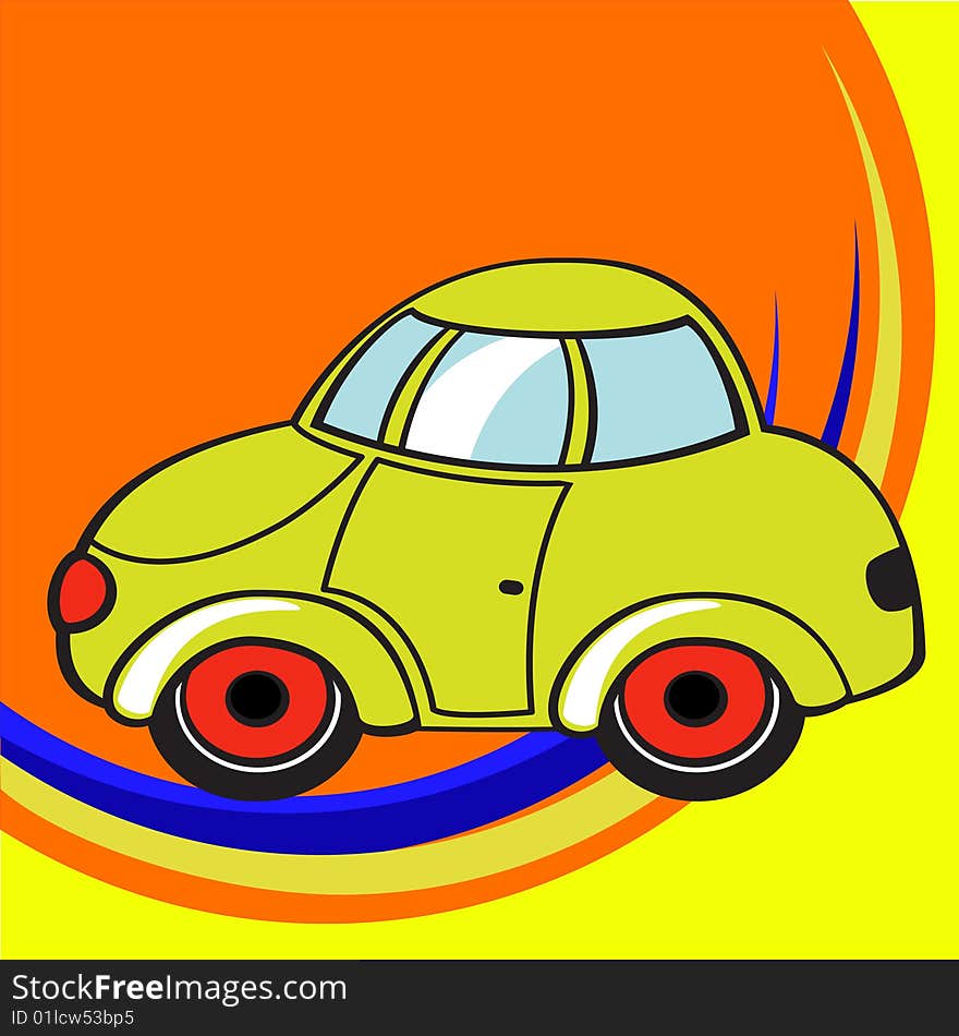 Vector illustration of Transport Cartoon. Little funky car.