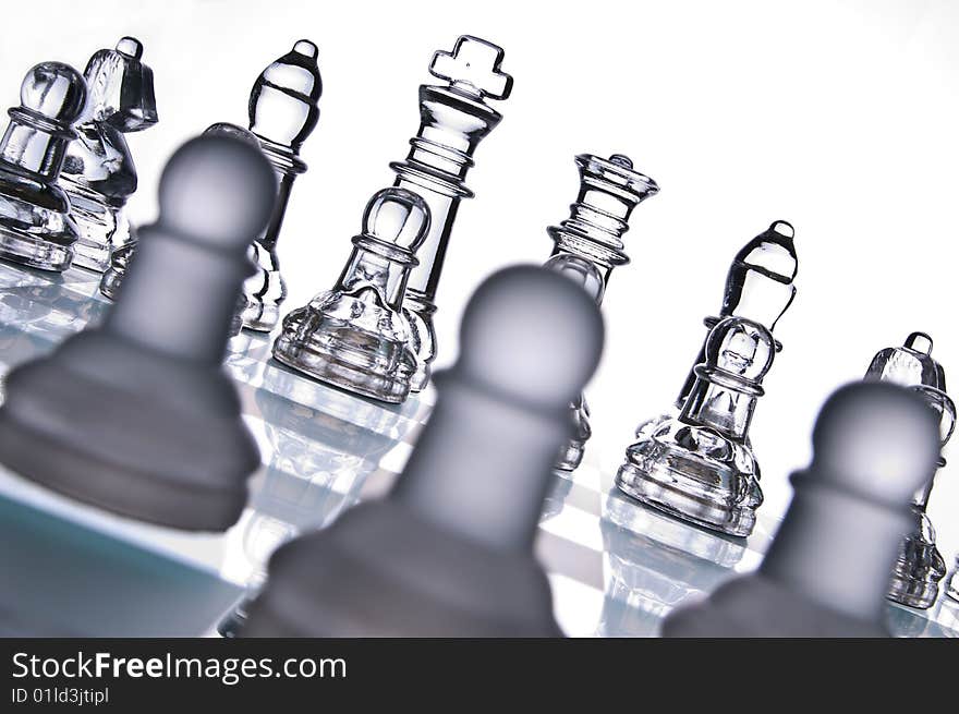 Transparent chess game with white background. Transparent chess game with white background