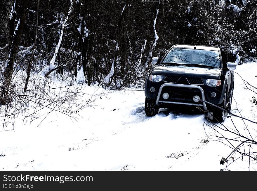 Mountain Road In Snow Storm