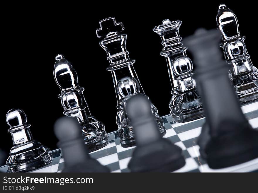 Transparent chess game with black background. Transparent chess game with black background