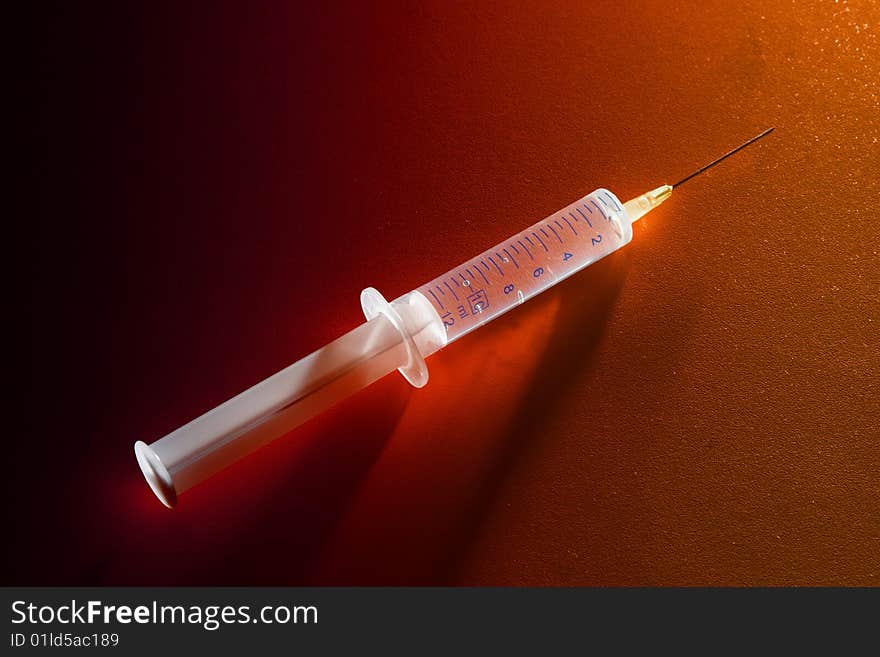 Closeup of medical syringe needle