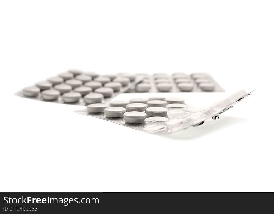 Tablets on a white background