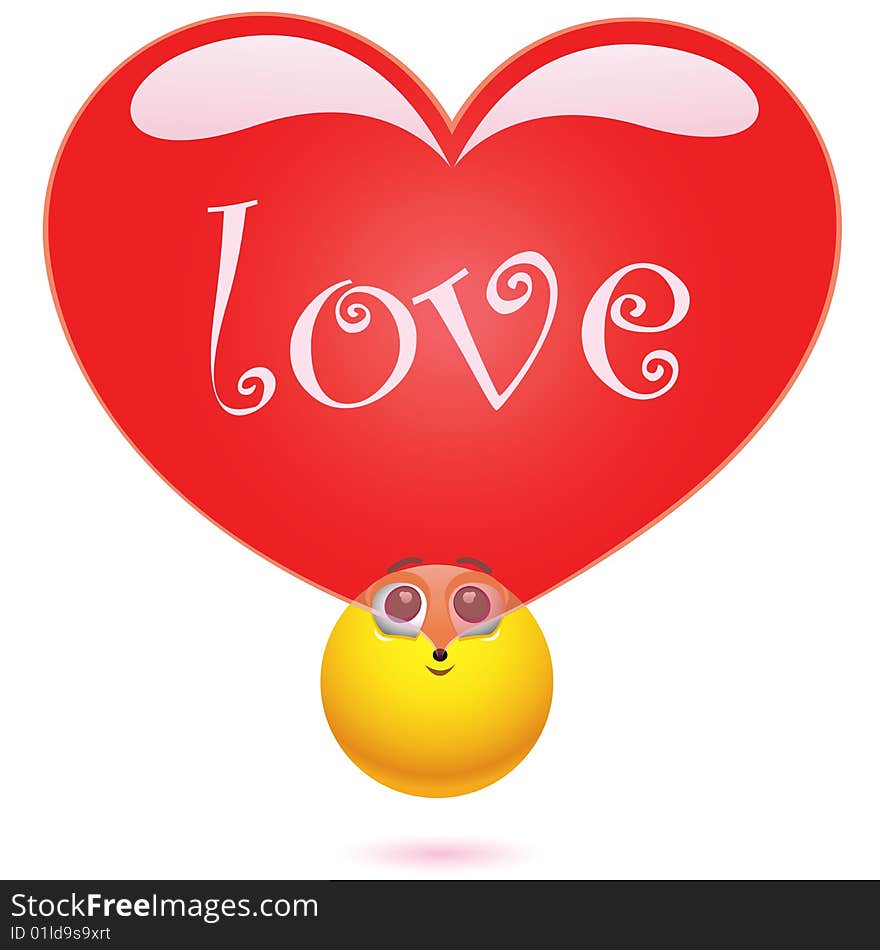 Smiling ball blowing I love you balloon