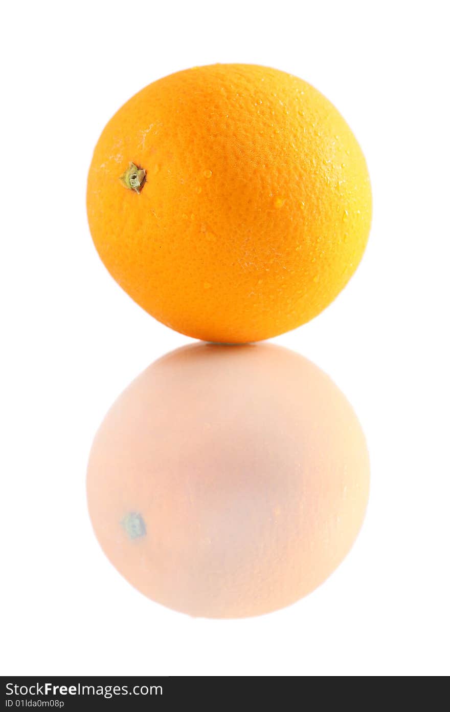 Close up of an orange isolated on white background.