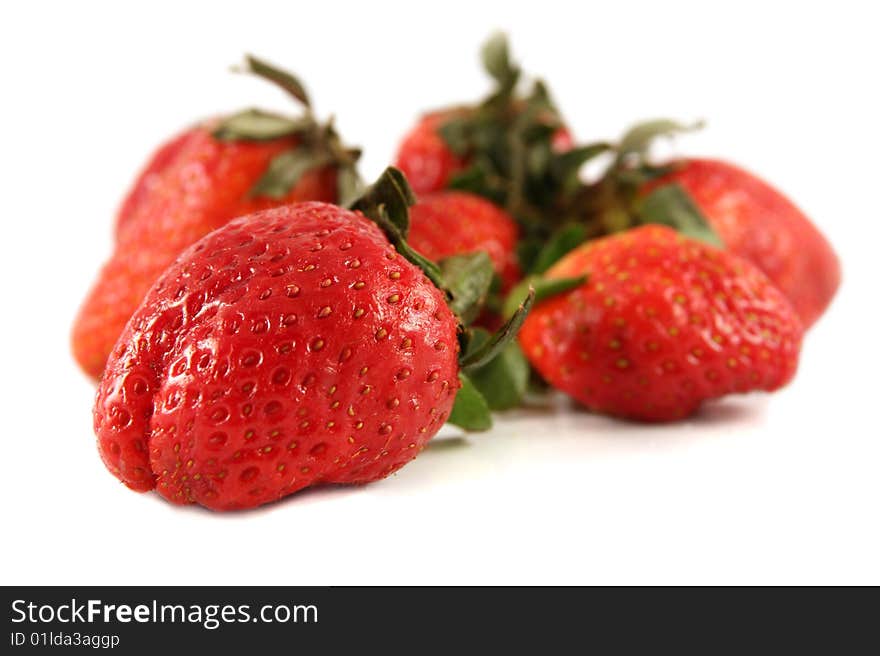 The fresh strawberry isolated on white background