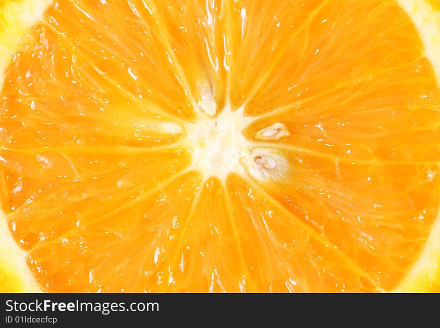 Close up of half orange as whole background.