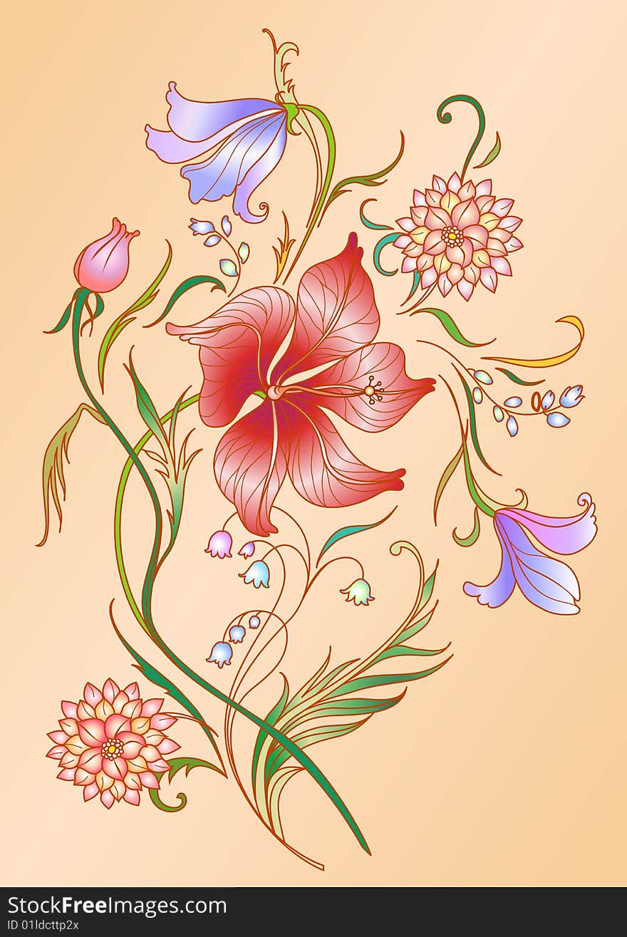 Colored floral elements