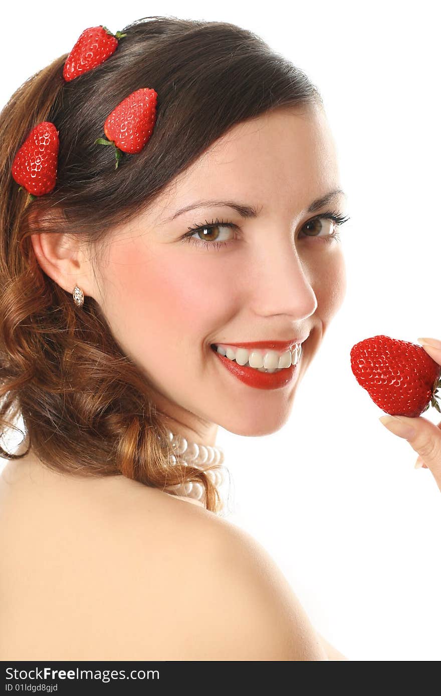 young woman eating fresh strawberry. young woman eating fresh strawberry