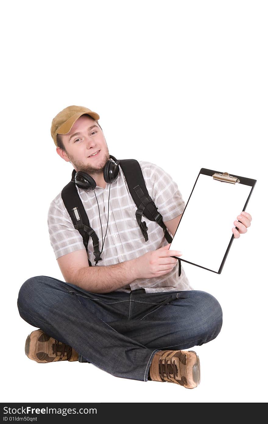 Casual student over white background. Casual student over white background