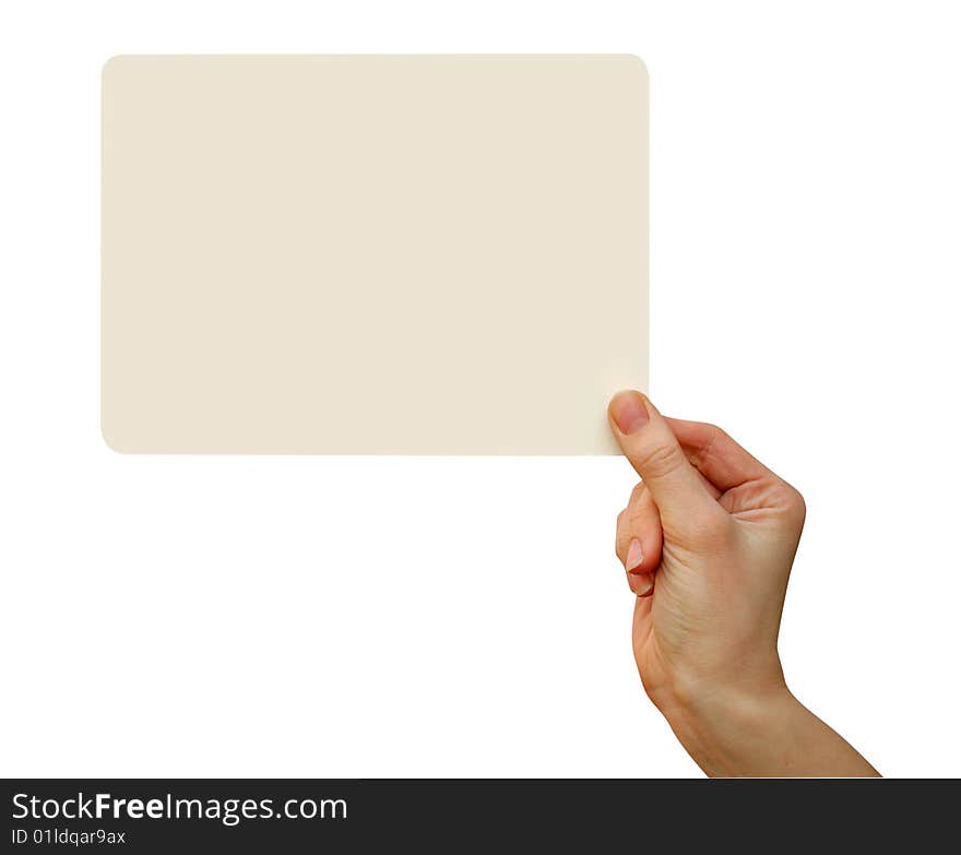 A card blank in a hand