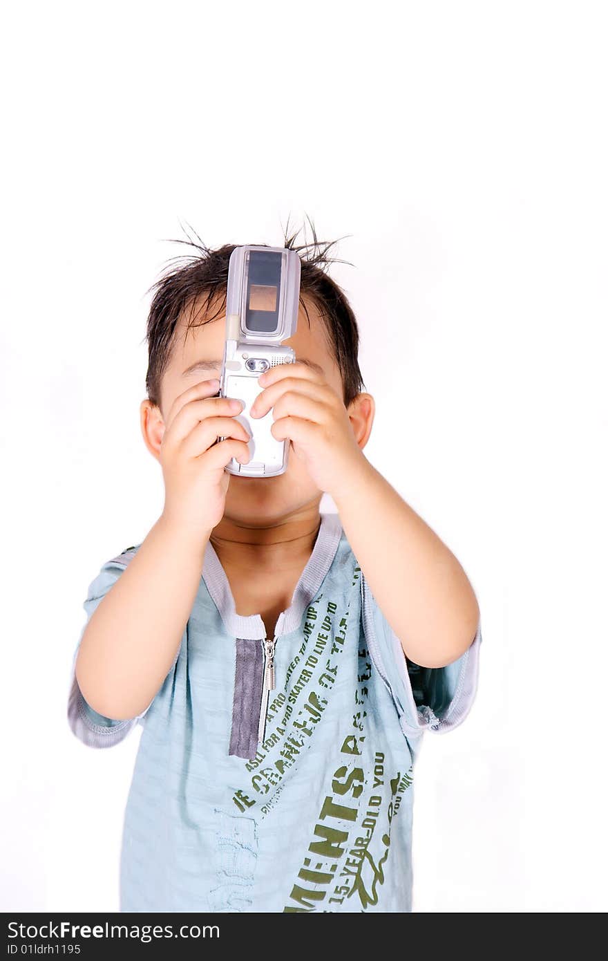 Boy taking picture with cell phone