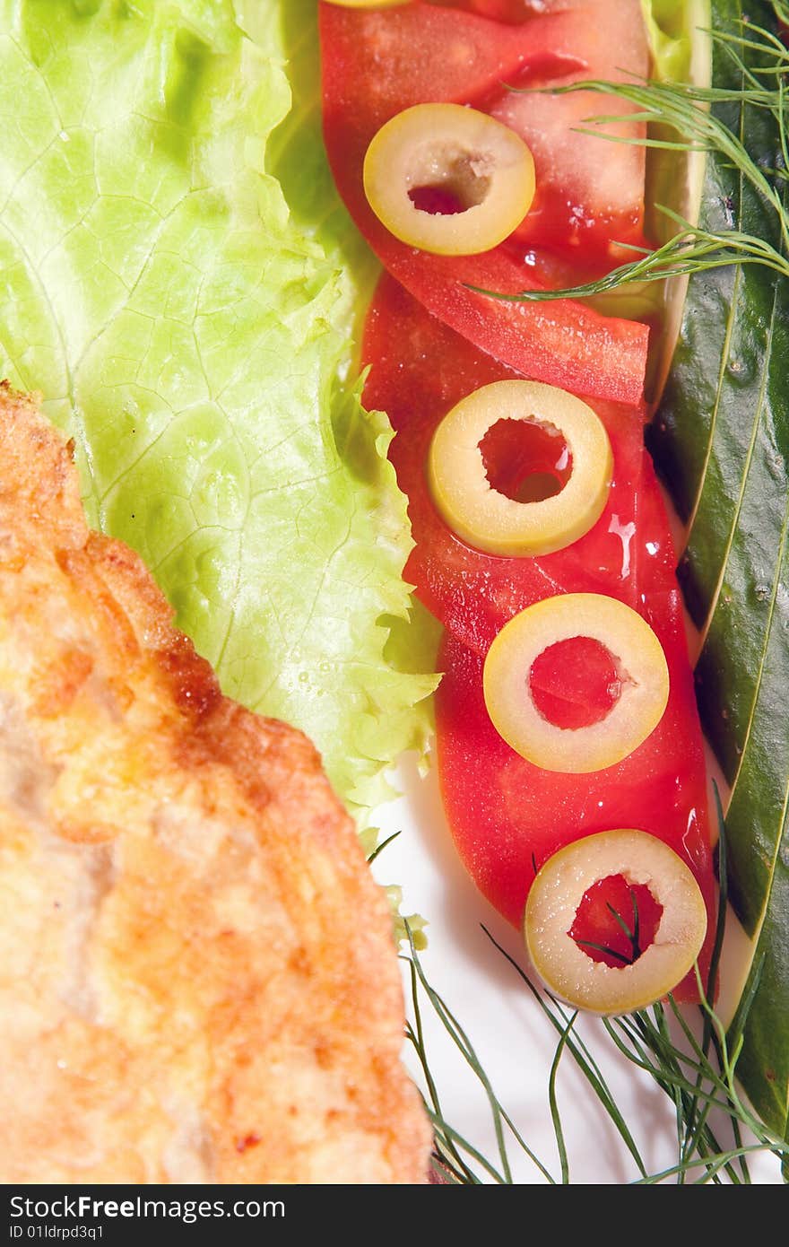 Backed Meat And Vegetable Salad Close Up