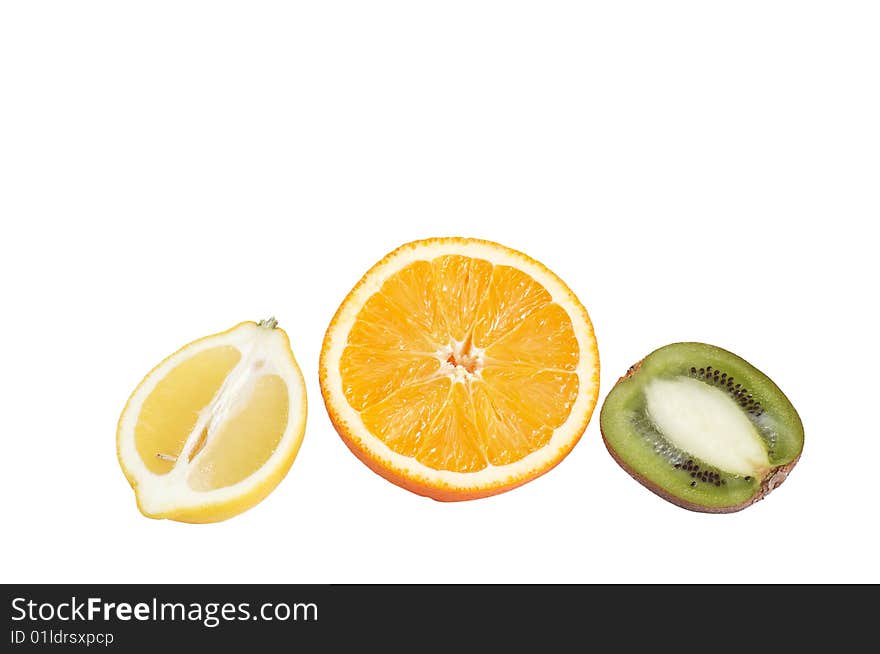 Pieces Of Fresh Citrus On A White.