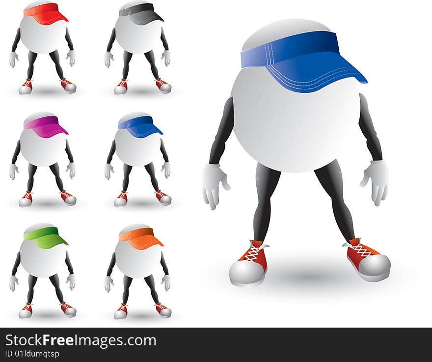 Isolated Ping Pong Ball Characters With Visors