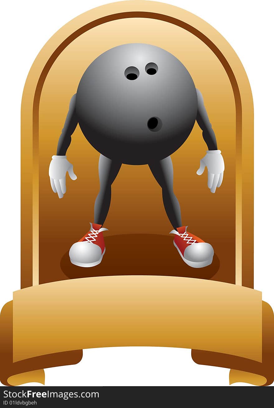 Trophy of a bowling ball cartoon character