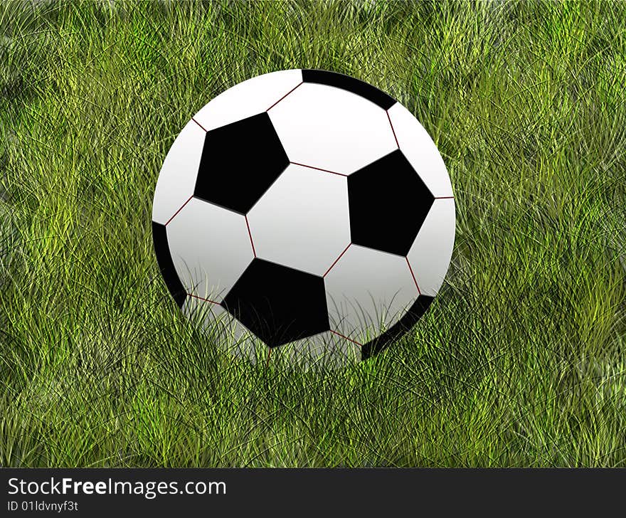 Soccer ball, lying on a green summer grass on the field