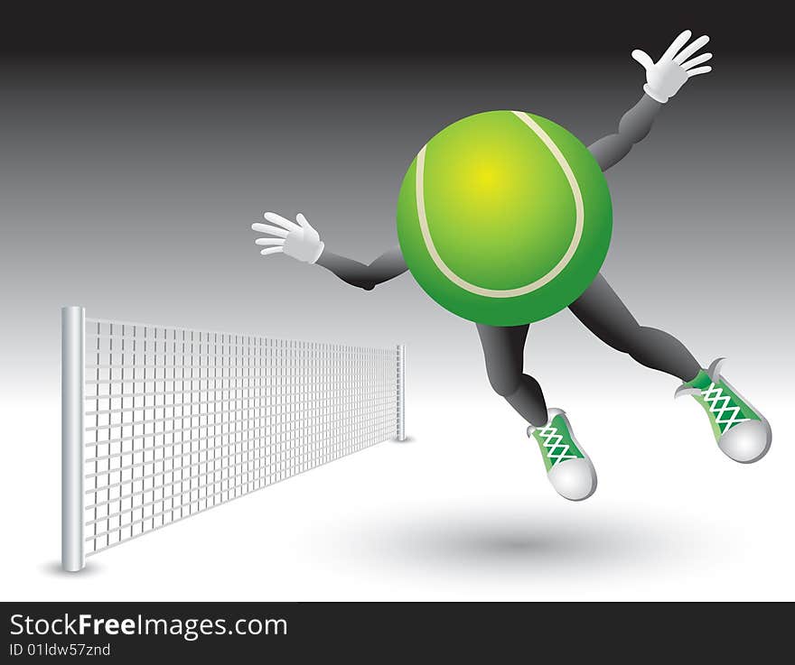 Flying To Net Tennis Ball Character