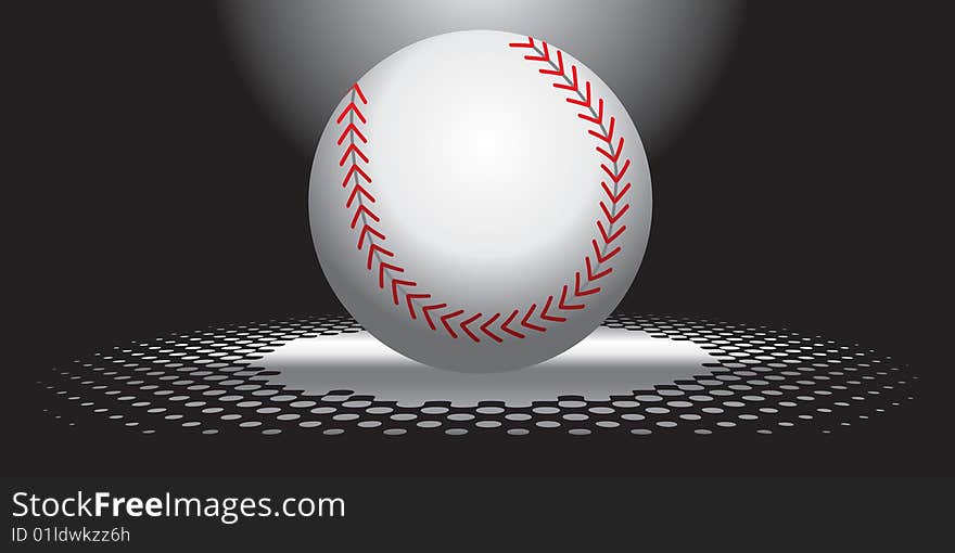 Baseball in the spotlight on a black background. Baseball in the spotlight on a black background