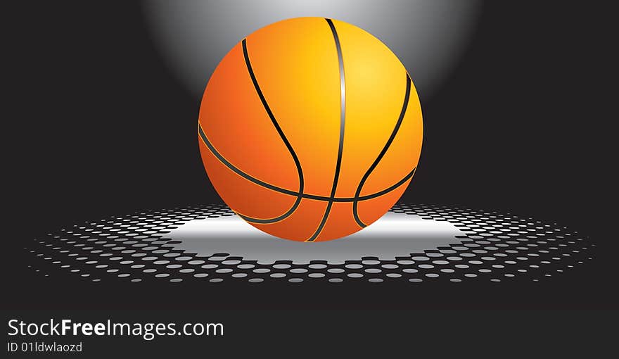 Basketball in the spotlight with black background. Basketball in the spotlight with black background