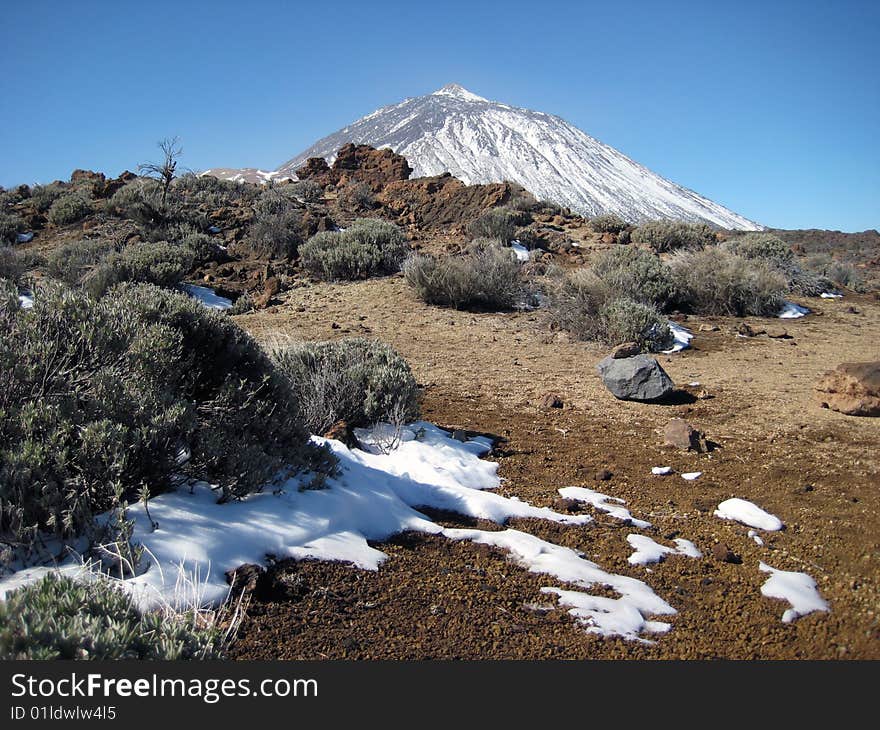 Volcano Teide and the rests of snow