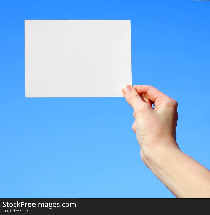 A card blank in a hand