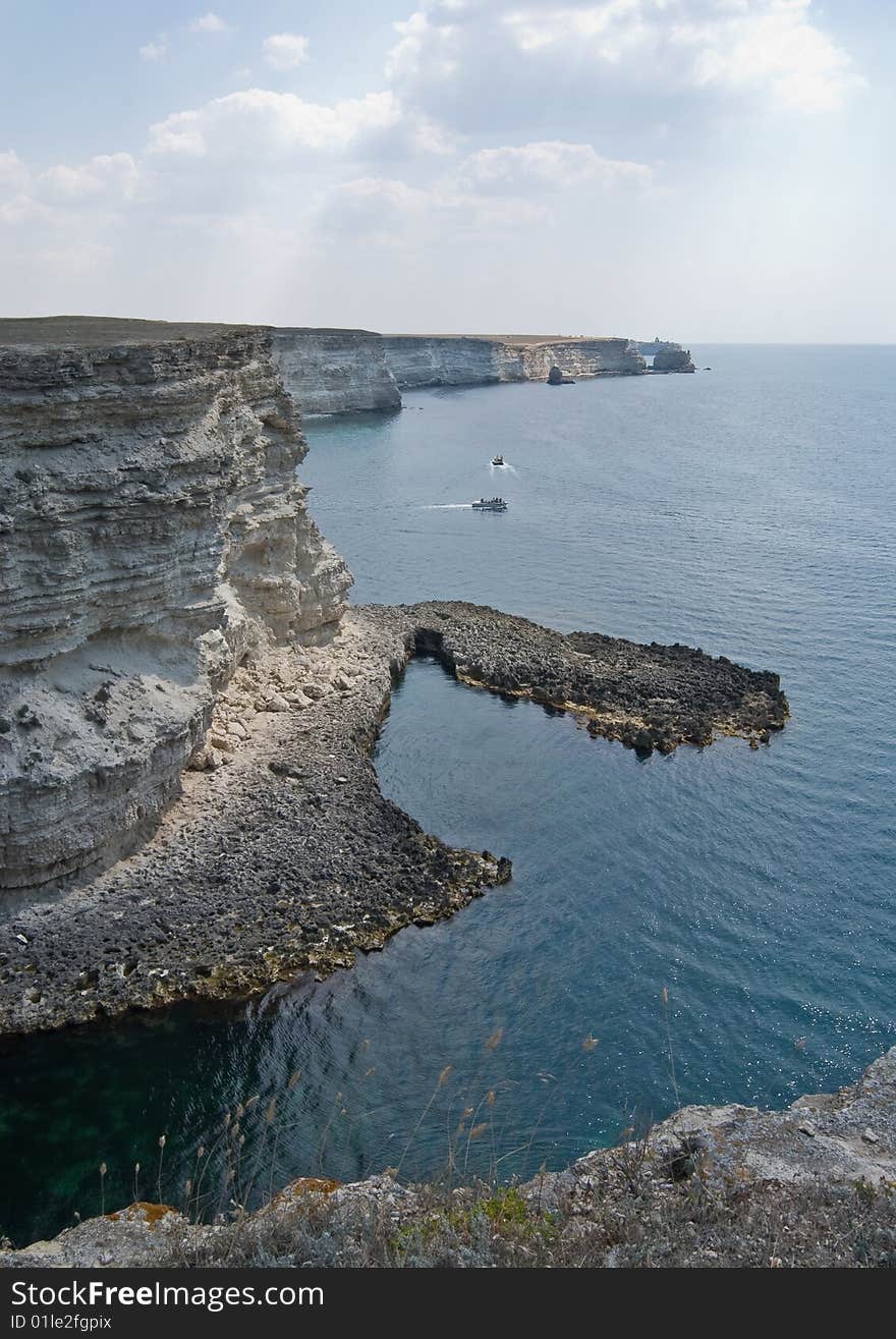 White cliffs over the sea in Crimea