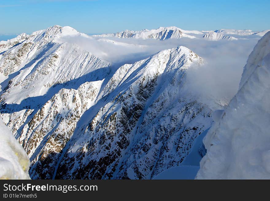 High peaks covered with snow in Carpathian Mountains. High peaks covered with snow in Carpathian Mountains