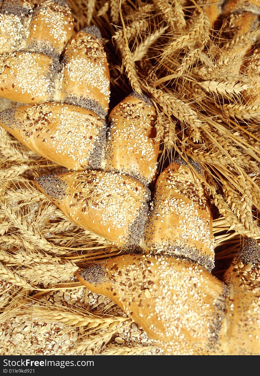 Backgroun consisting of bread and cereals