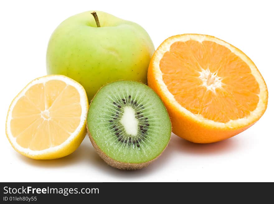 Fresh fruits isolated on white background