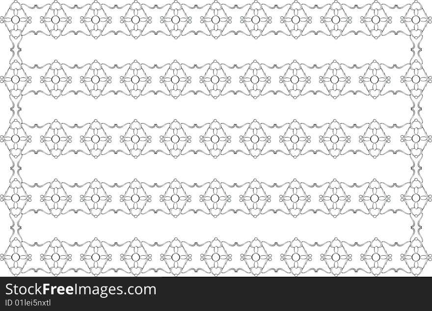 Patterned floral frame background on white. Patterned floral frame background on white