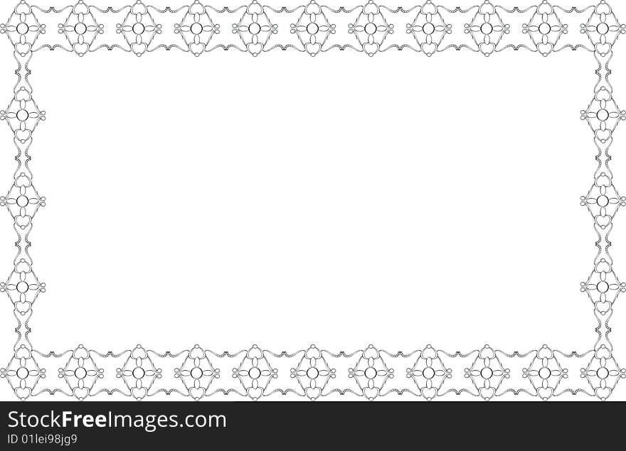 Patterned floral frame background on white. Patterned floral frame background on white