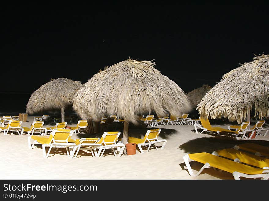 Caribbean sea beachfront palm tree at night. Caribbean sea beachfront palm tree at night