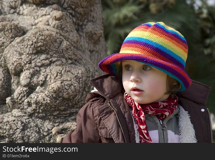 Portrait of a sweet girl. spring in the garden