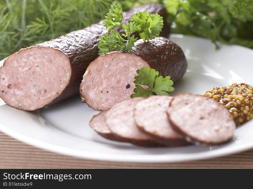 Detail of sausages