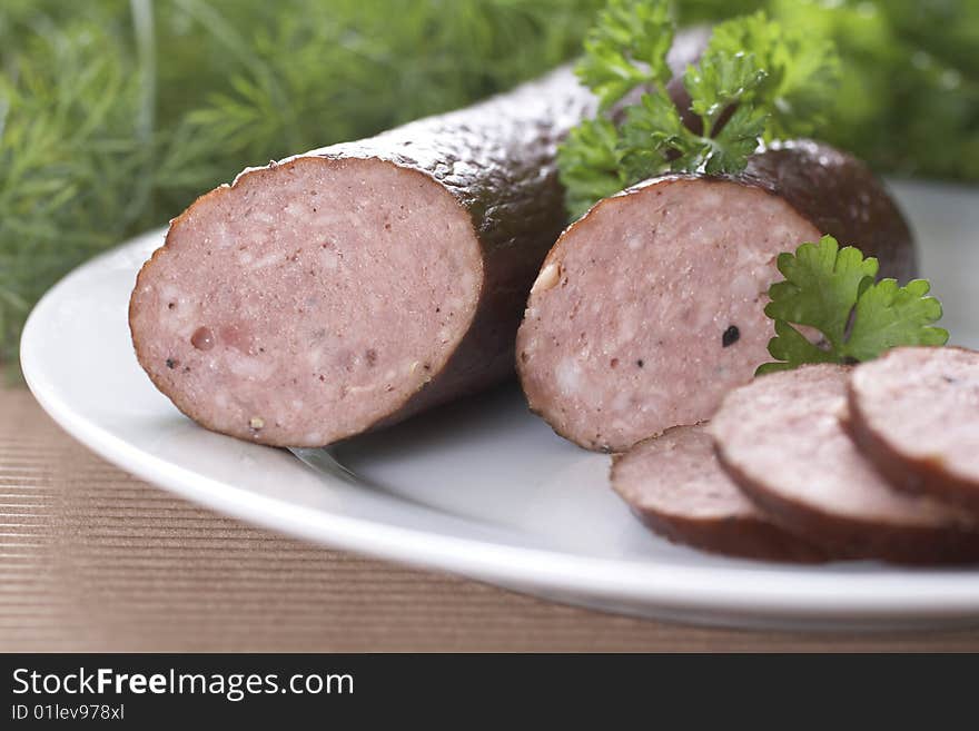 Detail of sausages