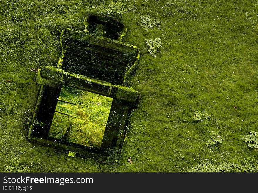 Rusty and abandoned old vintage medium format photo camera - landscape orientation