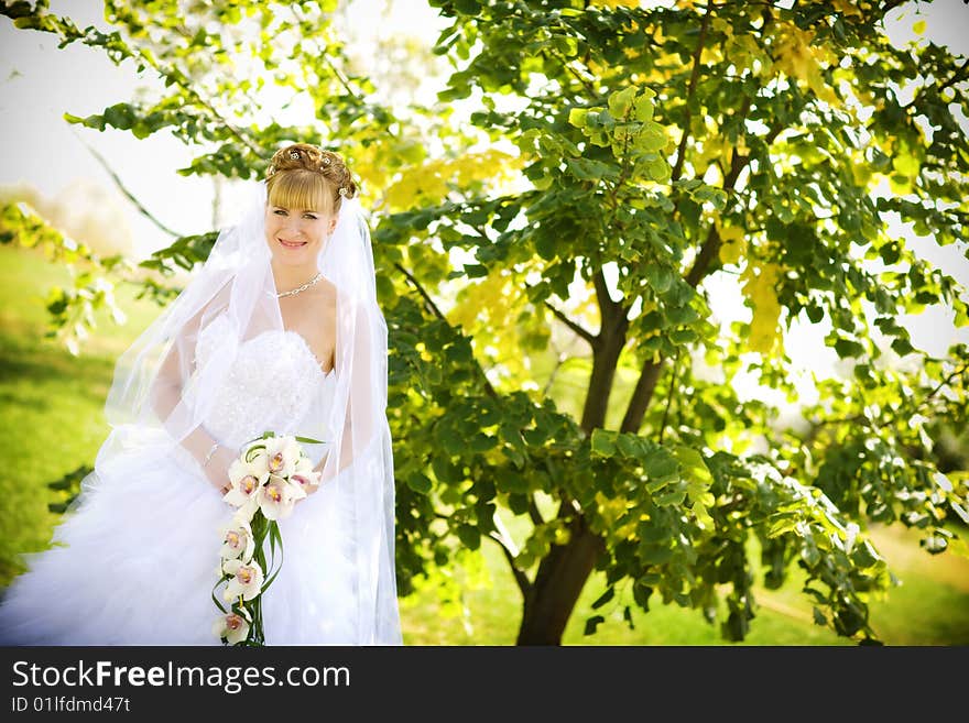 Bride with orchids