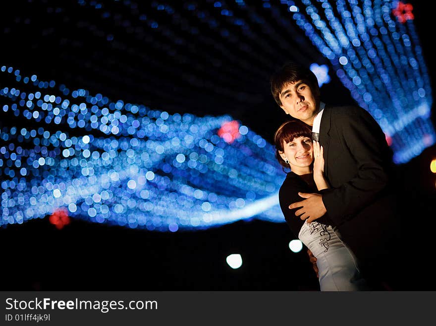 Groom and bride at night. Groom and bride at night