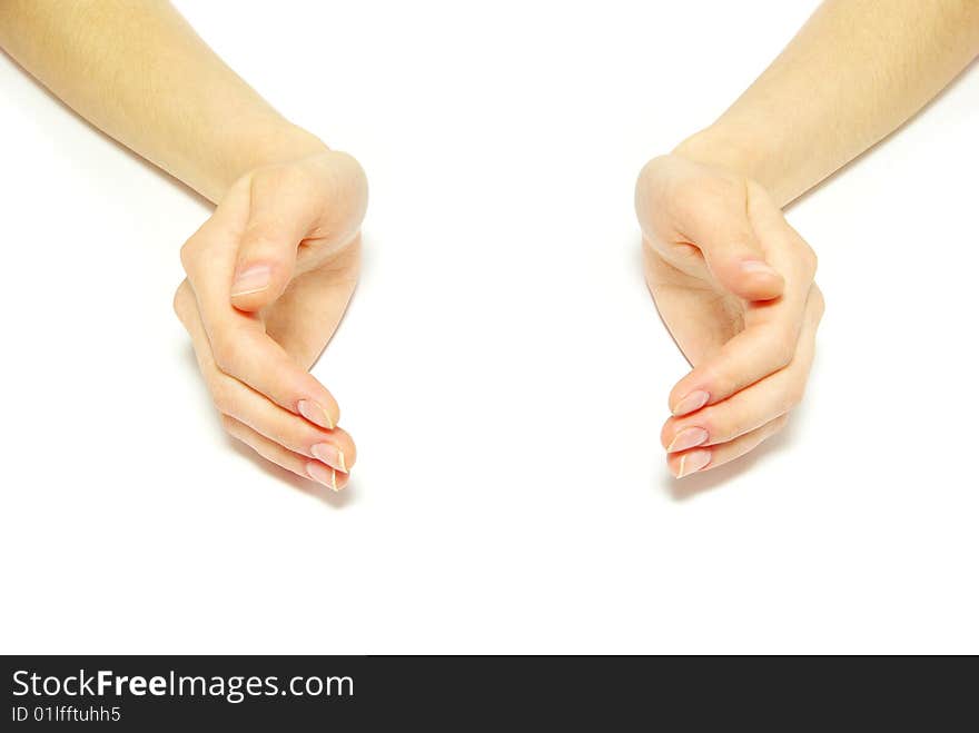 Woman hands isolated on white background