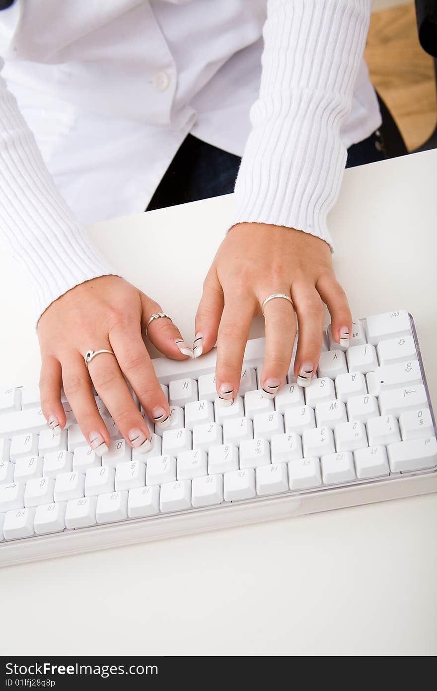 White desktop computer keyboard on desk