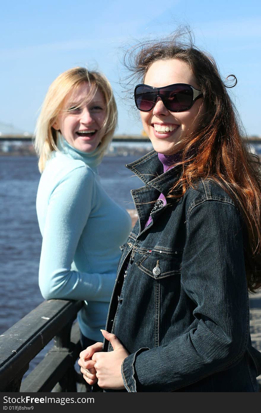 Two happy woman having fun outdoors. Two happy woman having fun outdoors