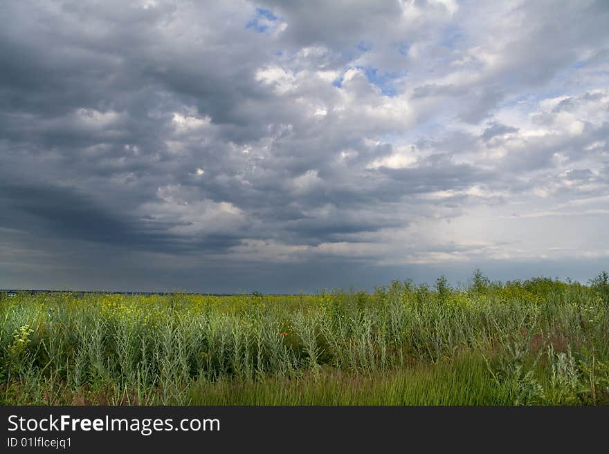 Background Of dark Sky And Grass