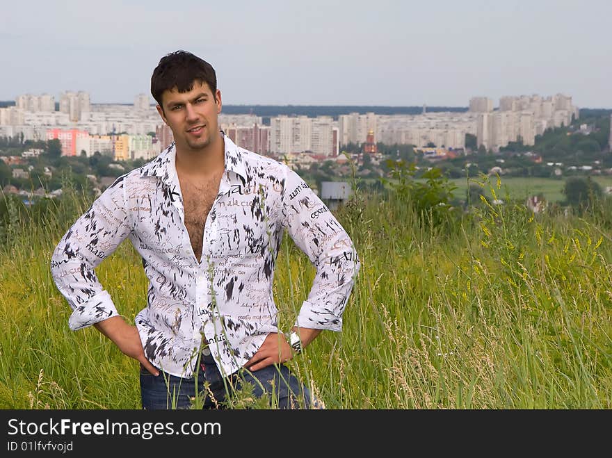 Young man outdoor in city