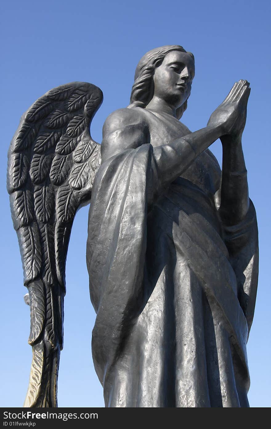 Metal statue of an angel