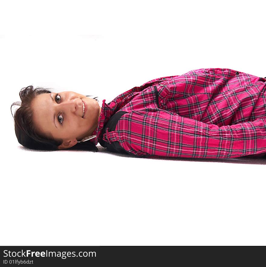 Young woman on floor