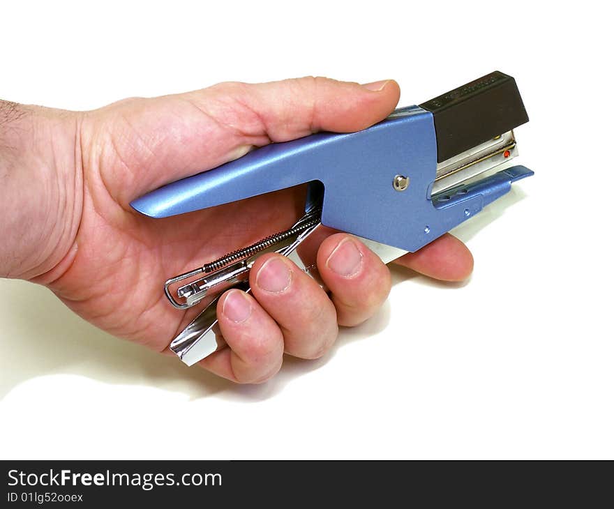 Close-up of stapler in human hand