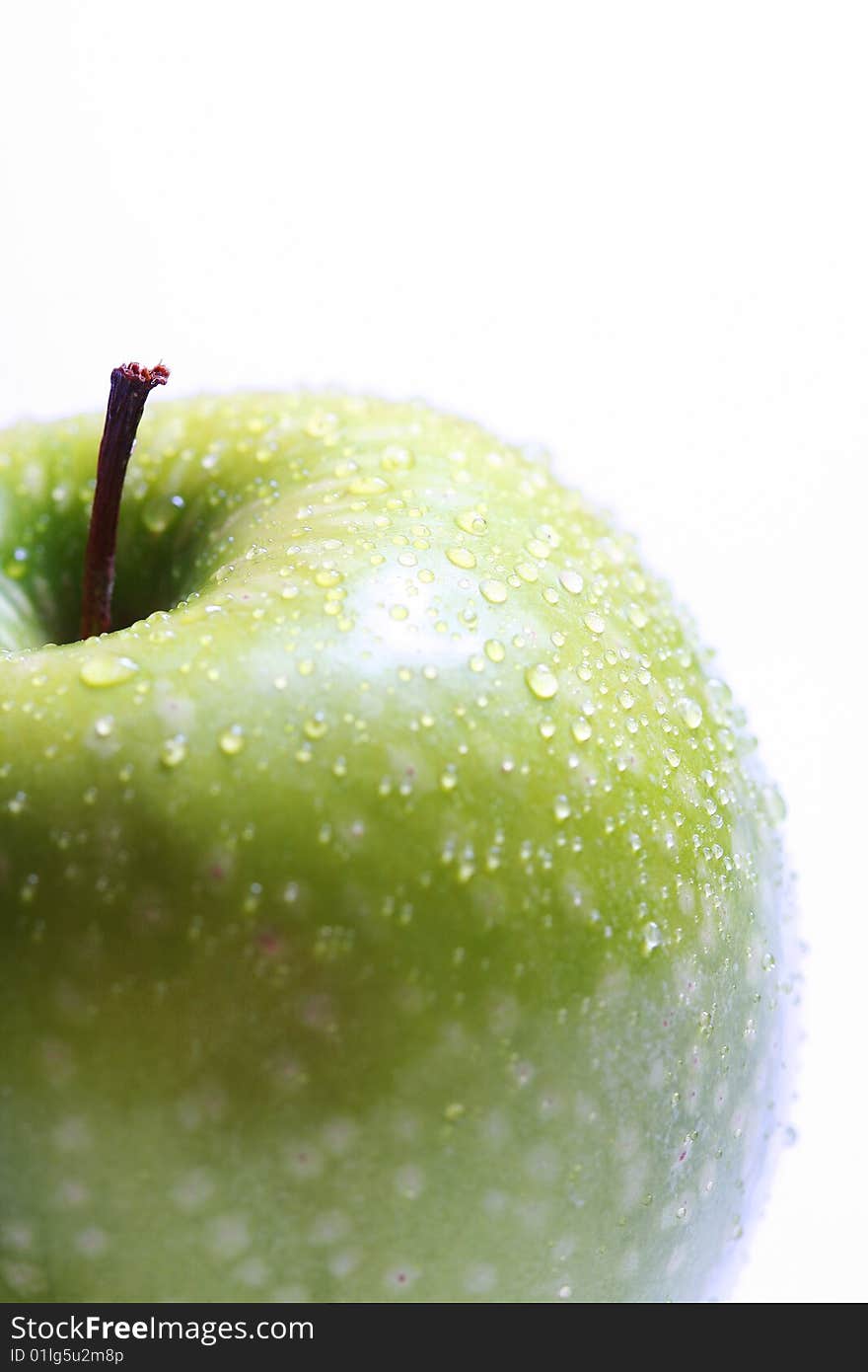 Fresh green apple with water drops. Fresh green apple with water drops