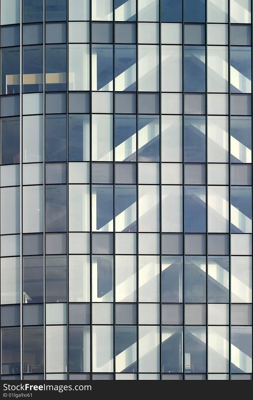 The glass wall of a office building.