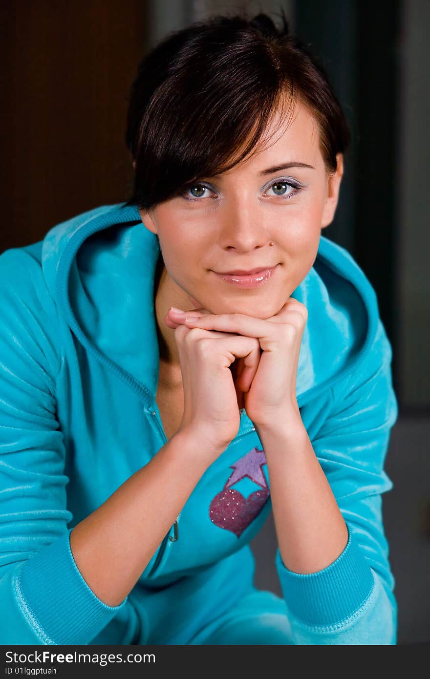 Portrait of lovely young woman in gym