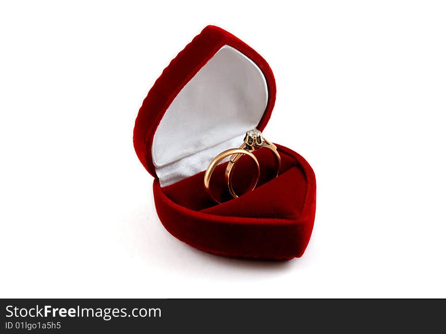 Wedding Rings In Fancy Box (on White)